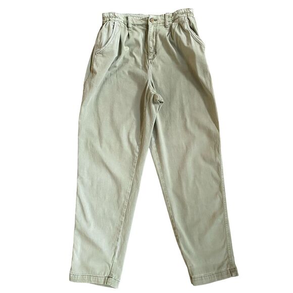 American Eagle Paperbag Pants Women Sz 10 Green High Rise Relaxed Coastal - Picture 1 of 7